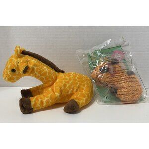Giraffe TY Beanie Baby Twigs Matching Teanie Beanie Set